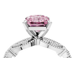 White gold Fancy Pink Radiant  Solitaire Milgrain Diamond Engagement Ring with Bezel and Marquise Band_147