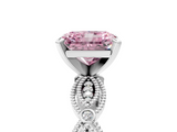 White gold Fancy Pink Radiant  Solitaire Milgrain Diamond Engagement Ring with Bezel and Marquise Band_148