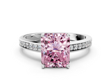 White gold Fancy Pink Radiant  Solitaire Pavé Band Prong Setting Ring_20