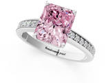 White gold Fancy Pink Radiant  Solitaire Pavé Band Prong Setting Ring_21