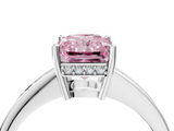 White gold Fancy Pink Radiant  Solitaire Pavé Band Prong Setting Ring_24