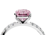 White gold Fancy Pink Radiant  Solitaire Pavé Band with Four-Prong Setting_170