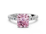 White gold Fancy Pink Radiant  Solitaire Pavé Band with Four-Prong Setting_170