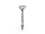 White gold Fancy Pink Radiant  Solitaire Pavé Band with Four-Prong Setting_172