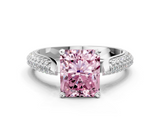 White gold Fancy Pink Radiant  Solitaire Pavé Diamond Engagement Ring with Four-Prong Setting_116