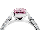 White gold Fancy Pink Radiant  Solitaire Pavé Diamond Engagement Ring with Four-Prong Setting_120