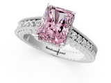 White gold Fancy Pink Radiant  Solitaire Pavé Diamond Milgrain Engagement Ring with Four-Prong Setting_4