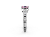 White gold Fancy Pink Radiant  Solitaire Pavé Diamond Milgrain Engagement Ring with Four-Prong Setting_5