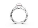 White gold Fancy Pink Radiant  Solitaire Pavé Diamond Milgrain Engagement Ring with Four-Prong Setting_6