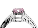 White gold Fancy Pink Radiant  Solitaire Pavé Diamond Milgrain Engagement Ring with Four-Prong Setting_7