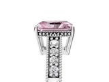 White gold Fancy Pink Radiant  Solitaire Pavé Diamond Milgrain Engagement Ring with Four-Prong Setting_8