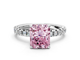White gold Fancy Pink Radiant  Solitaire Pave Diamond Engagement Ring with Four-Prong Setting_241