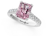 White gold Fancy Pink Radiant  Solitaire Pave Diamond Engagement Ring with Prong Setting_21
