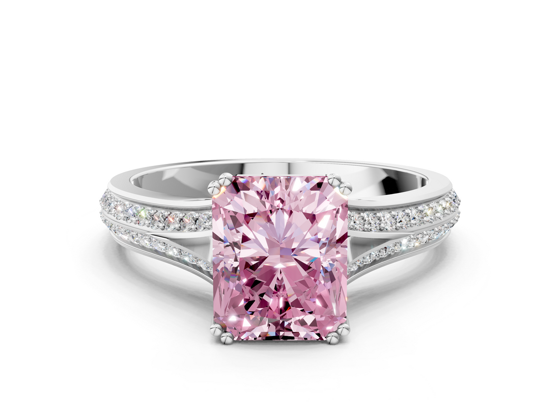 White gold Fancy Pink Radiant  Solitaire Pave Split Shank Engagement Ring with Six-Prong Setting_36