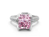 White gold Fancy Pink Radiant  Solitaire Pave Split Shank Ring with Four-Prong Setting_123