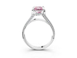 White gold Fancy Pink Radiant  Solitaire Pave Split Shank Ring with Four-Prong Setting_128