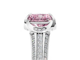 White gold Fancy Pink Radiant  Solitaire Pave Split Shank Ring with Four-Prong Setting_134