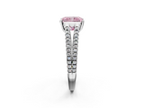 White gold Fancy Pink Radiant  Solitaire Split Shank Pavé Diamond Engagement Ring_373
