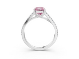 White gold Fancy Pink Radiant  Solitaire Split Shank Pavé Diamond Engagement Ring_374