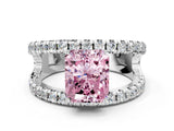 White gold Fancy Pink Radiant  Solitaire Split Shank Pave Diamond Ring_48