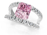 White gold Fancy Pink Radiant  Solitaire Split Shank Pave Diamond Ring_50