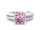 White gold Fancy Pink Radiant  Solitaire Tension Set Diamond Ring with Wide Band_37