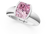 White gold Fancy Pink Radiant  Solitaire Tension Set Diamond Ring with Wide Band_38