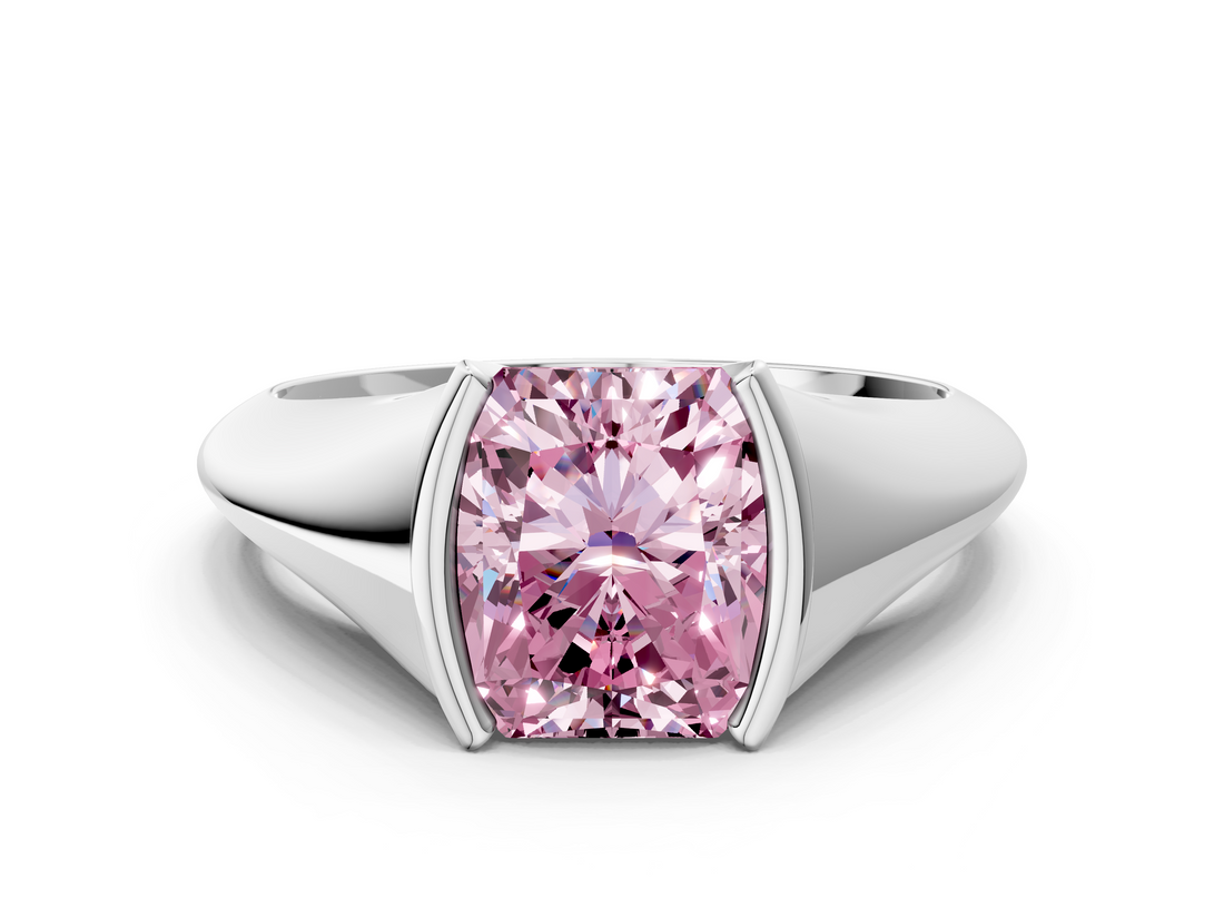 White gold Fancy Pink Radiant  Solitaire Tension Set Diamond Ring_20
