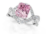 White gold Fancy Pink Radiant  Solitaire Twist Band Pavé Diamond Engagement Ring_33