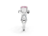 White gold Fancy Pink Radiant  Solitaire Twist Band Pavé Diamond Engagement Ring_34