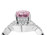 White gold Fancy Pink Radiant  Solitaire Twist Band Pavé Diamond Engagement Ring_36