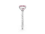 White gold Fancy Pink Radiant  Solitaire Twist Band Ring with Four-Prong Setting_16