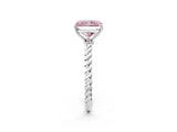 White gold Fancy Pink Radiant  Solitaire Twist Band Ring with Four-Prong Setting_178