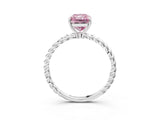 White gold Fancy Pink Radiant  Solitaire Twist Band Ring with Four-Prong Setting_178