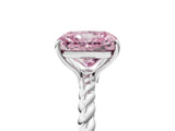 White gold Fancy Pink Radiant  Solitaire Twist Band Ring with Four-Prong Setting_179