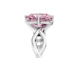 White gold Fancy Pink Radiant  Solitaire Twist Band with Leaf Prong Setting 1