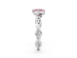 White gold Fancy Pink Radiant  Solitaire Twist Band with Leaf Prong Setting 4