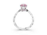 White gold Fancy Pink Radiant  Solitaire Twist Band with Leaf Prong Setting 5