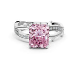 White gold Fancy Pink Radiant  Solitaire Twist Band with Pavé Accents and Four-Prong Setting_20
