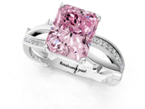 White gold Fancy Pink Radiant  Solitaire Twist Band with Pavé Accents and Four-Prong Setting_21