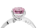 White gold Fancy Pink Radiant  Solitaire Twist Band with Pavé Accents and Four-Prong Setting_24