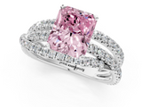 White gold Fancy Pink Radiant  Solitaire Twist Band with Pavé Setting and Four-Prong Setting_137