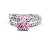 White gold Fancy Pink Radiant  Solitaire Twist Band with Pavé Setting and Four-Prong Setting_138