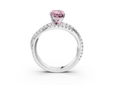 White gold Fancy Pink Radiant  Solitaire Twist Band with Pavé Setting and Four-Prong Setting_139