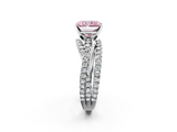 White gold Fancy Pink Radiant  Solitaire Twist Band with Pavé Setting and Four-Prong Setting_140