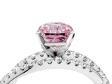 White gold Fancy Pink Radiant  Solitaire Twist Band with Pavé Setting and Four-Prong Setting_140