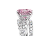 White gold Fancy Pink Radiant  Solitaire Twist Band with Pavé Setting and Four-Prong Setting_143