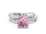 White gold Fancy Pink Radiant  Solitaire Twist Band with Pave Prong Setting_53