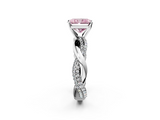 White gold Fancy Pink Radiant  Solitaire Twist Band with Pave Prong Setting_55