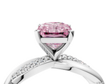 White gold Fancy Pink Radiant  Solitaire Twist Band with Pave Prong Setting_57